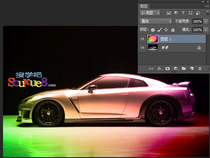 Photoshop CC中文版利用滤镜为中性色图层制作舞台灯光实例教程