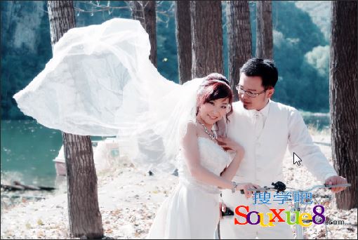 Photoshop CC中文版去除婚纱照片中影响美感的杂物ps教程