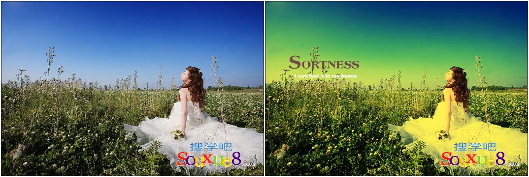 Photoshop CC中文版为美女婚纱艺术照制作反转负冲效果ps基础入门教程