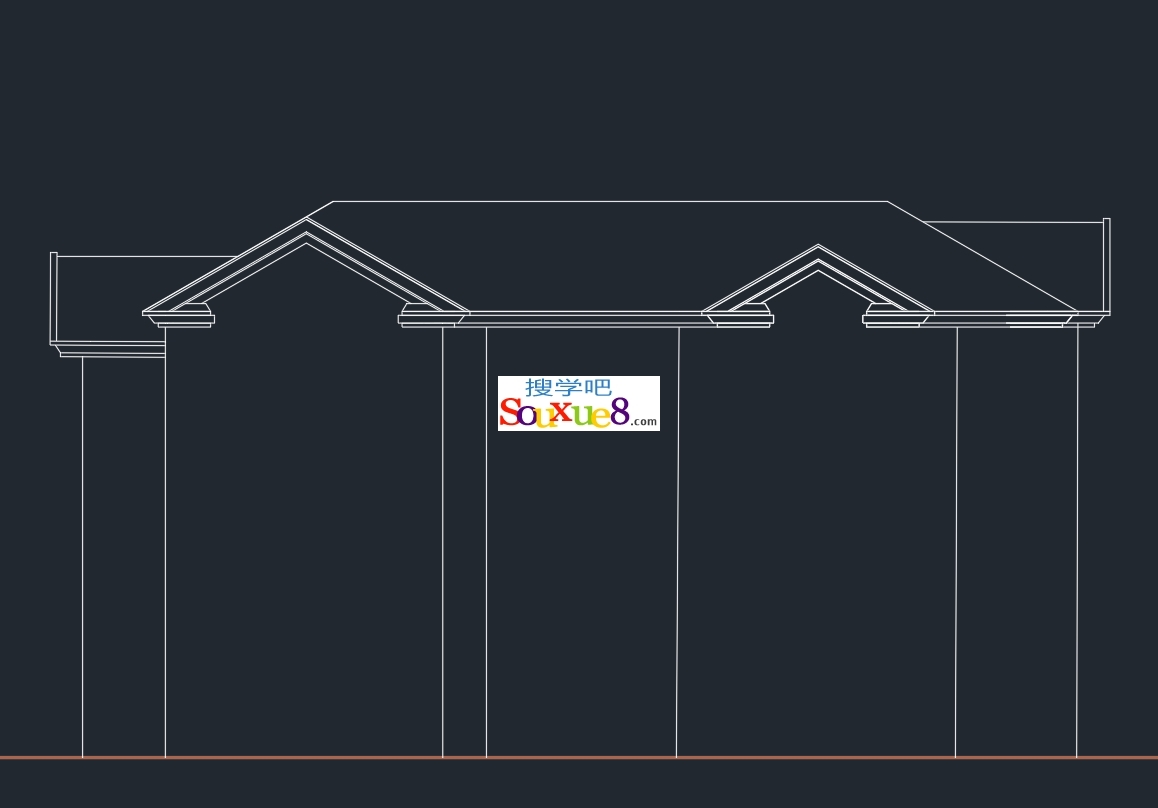 AutoCAD2024中文版别墅屋檐绘制别墅南立面图绘制CAD2024教程